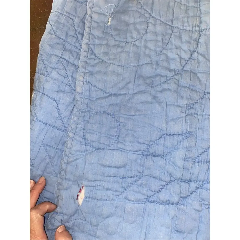 Vintage Hand Sewn Quilt LONE STAR 74”x 72” Square Flaws See Pics & Read On